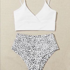 NWT | SZ L Dalmatian high waisted bikini swimsuit